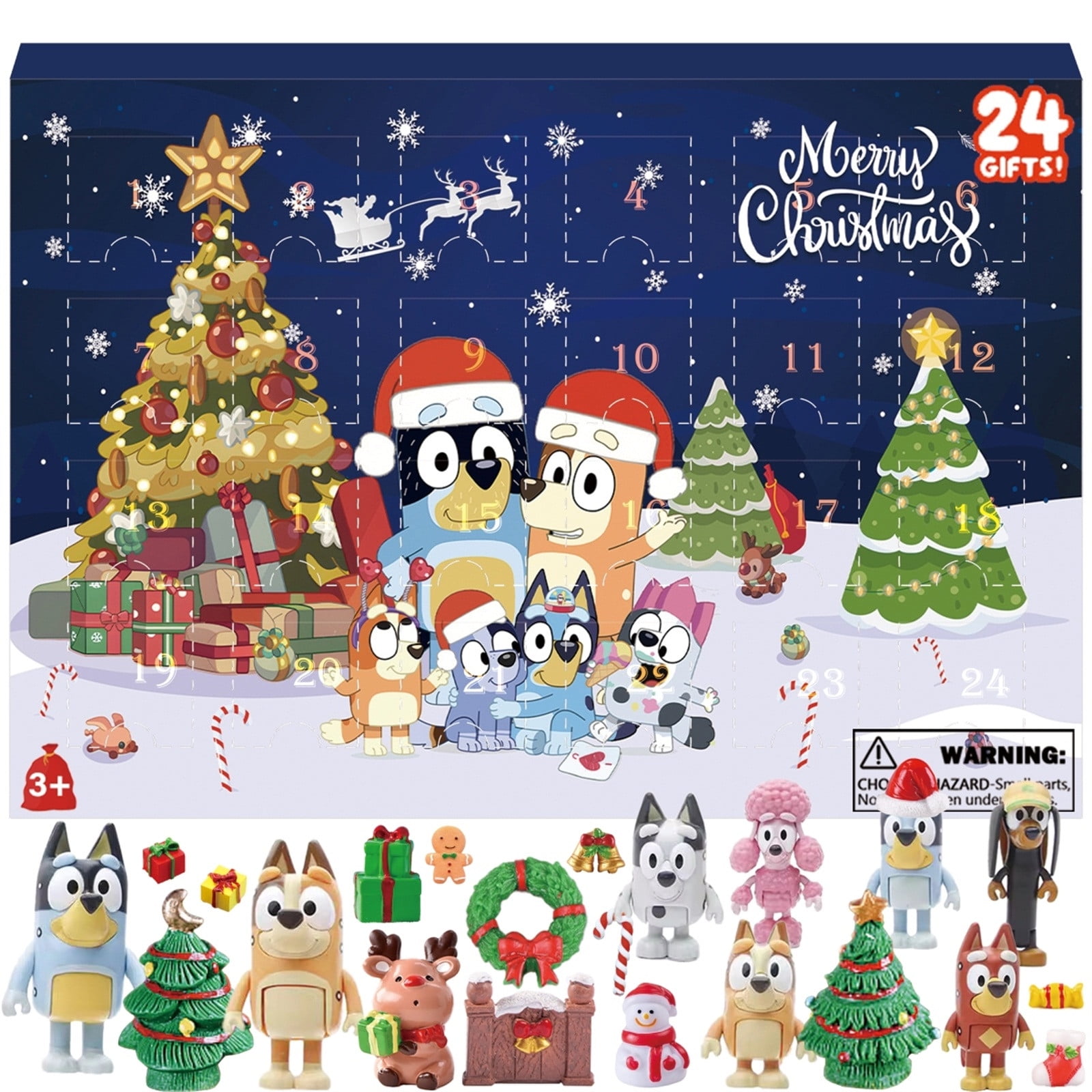 2025 New Bluey Christmas Advent Calendar, Kids Holiday Bluey Advent