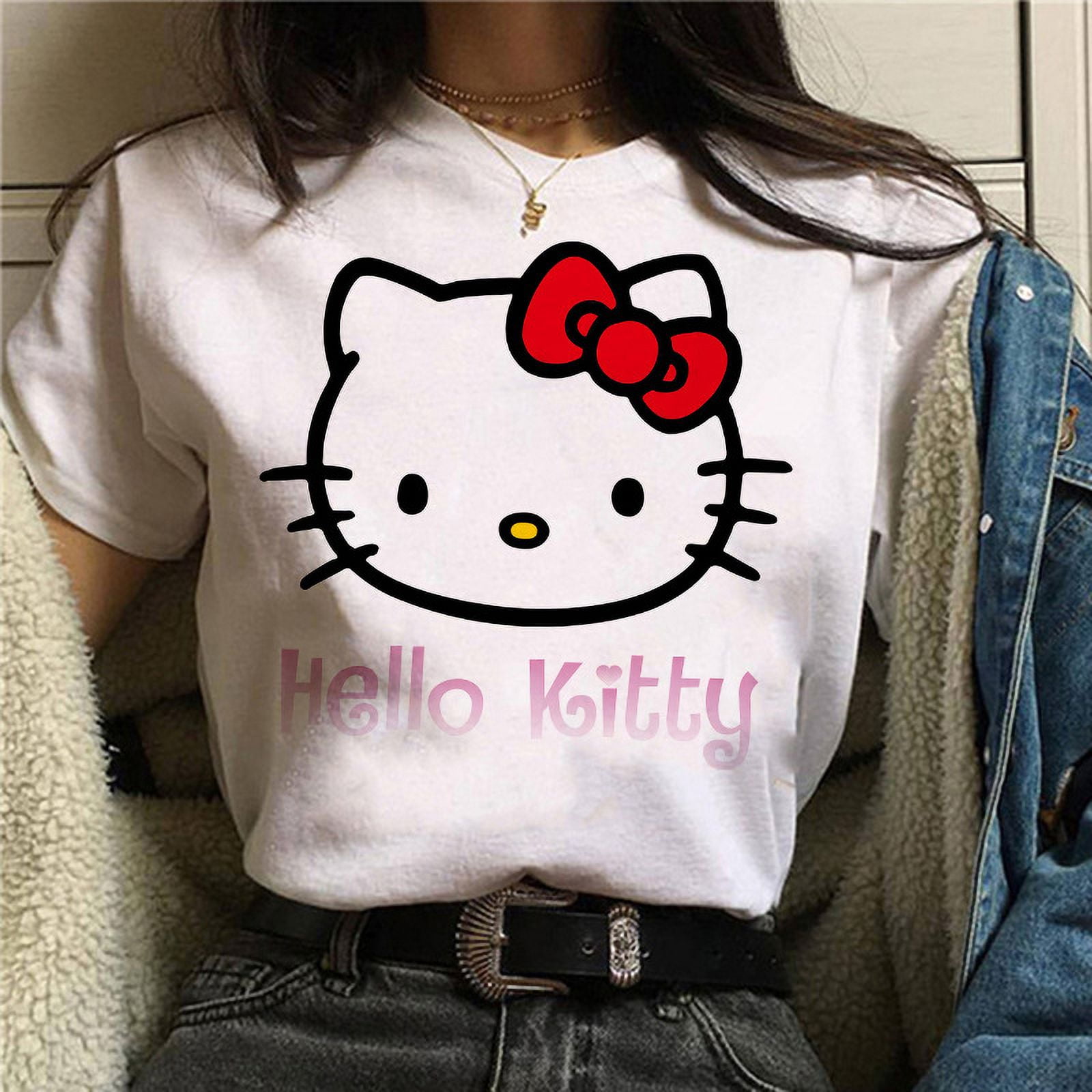 2024 New Cartoon Sanrio in Manga Y2k Japanese Anime Hello Kitty T Shirt