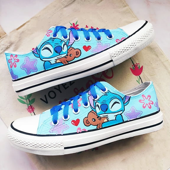 2024 New Cartoon Stitch Canvas Shoes Daily Casual Student Sneakers Fashion Non-Slip Skateboard Shoes