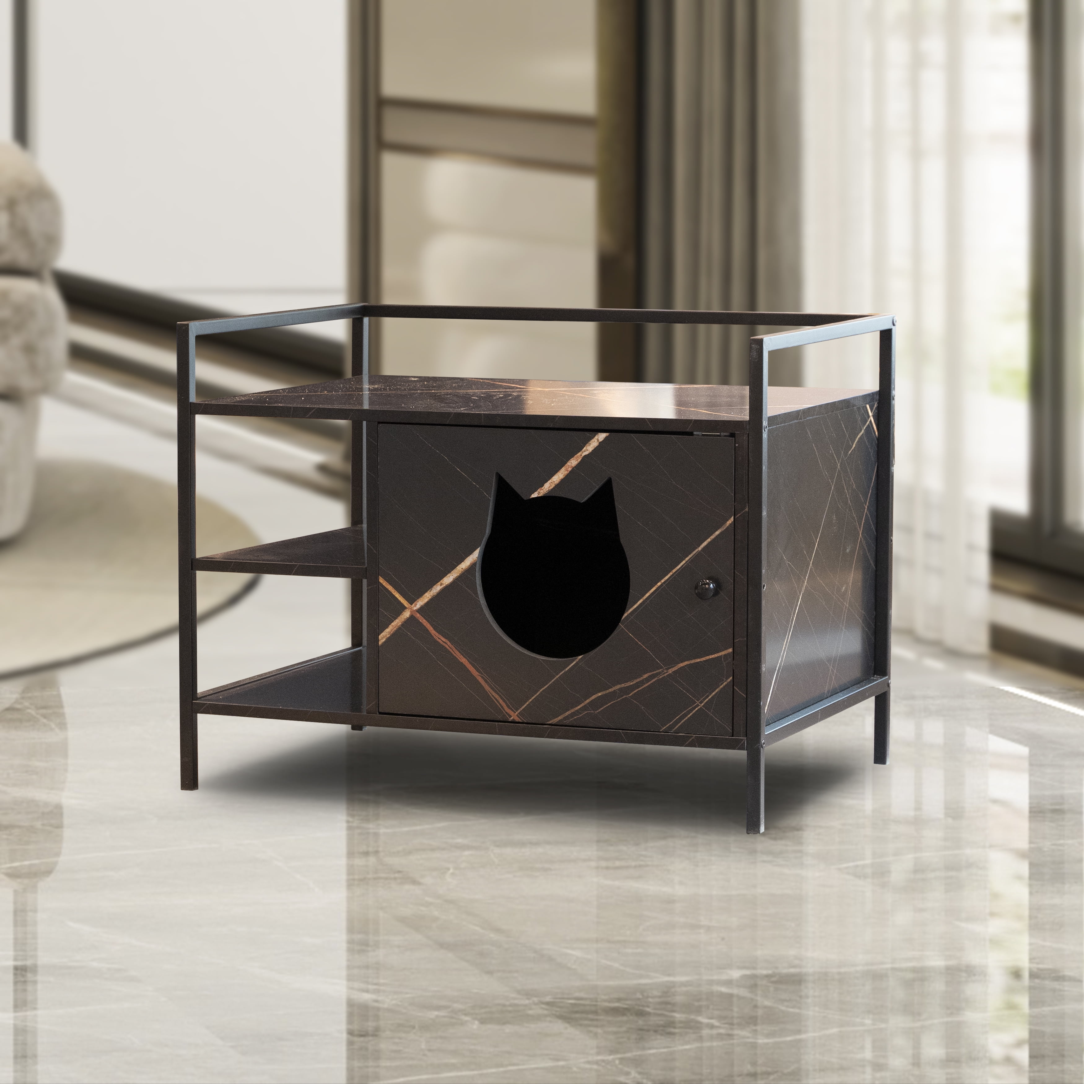 2024 New Cat Litter Box Enclosure Furniture Cat Washroom Hidden Litter Box Cover Cabinet for Large Cat Dog Proof Cat Litter Boxes Hideaway Litter Box Cat House Walmart Business Supplies