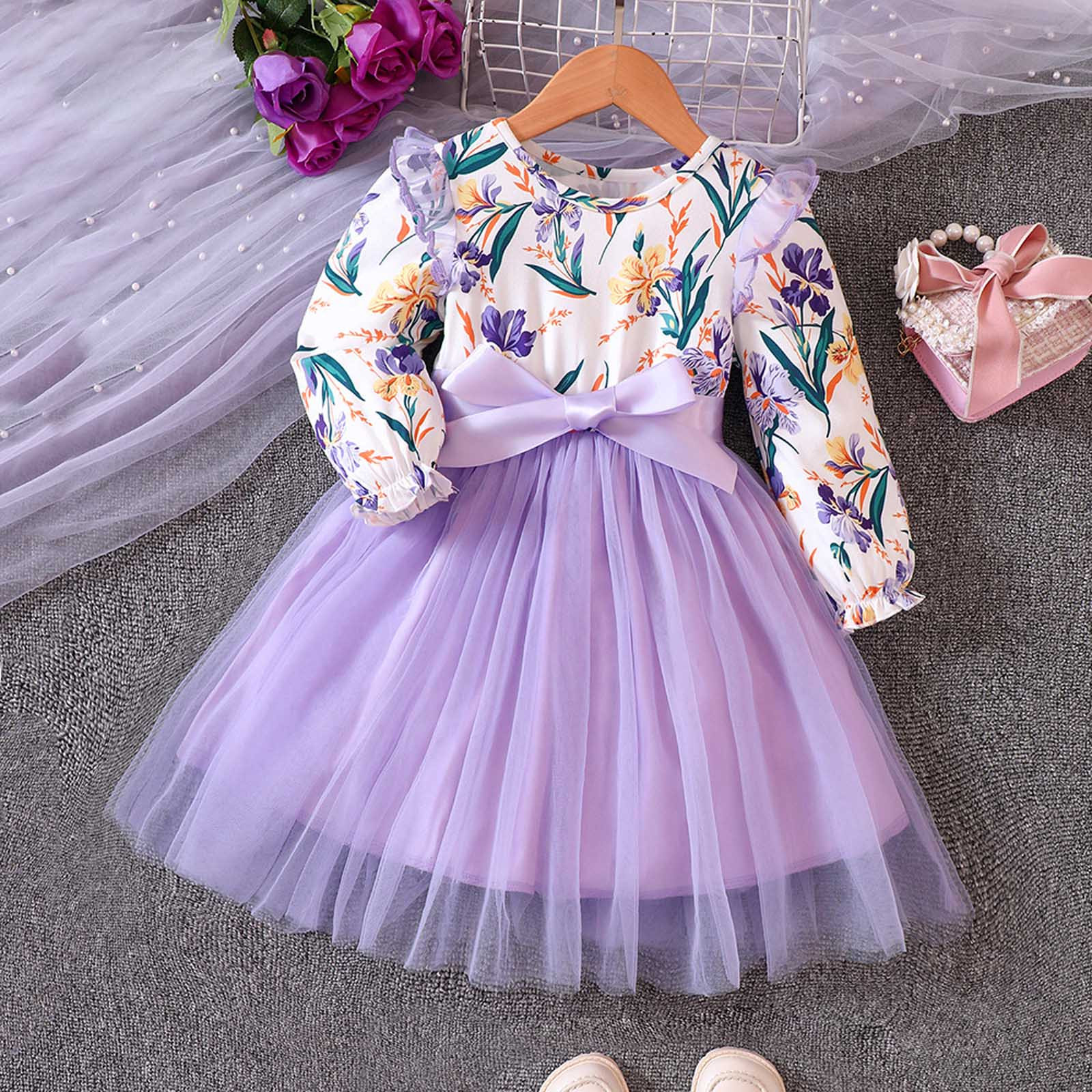 2024 New Children Girls Child Long Autumn Dress for Toddler Girl Sleeve