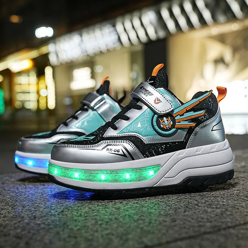2024 New Children's 4 Wheel Cool Led Light Roller Skates For Unisex For ...