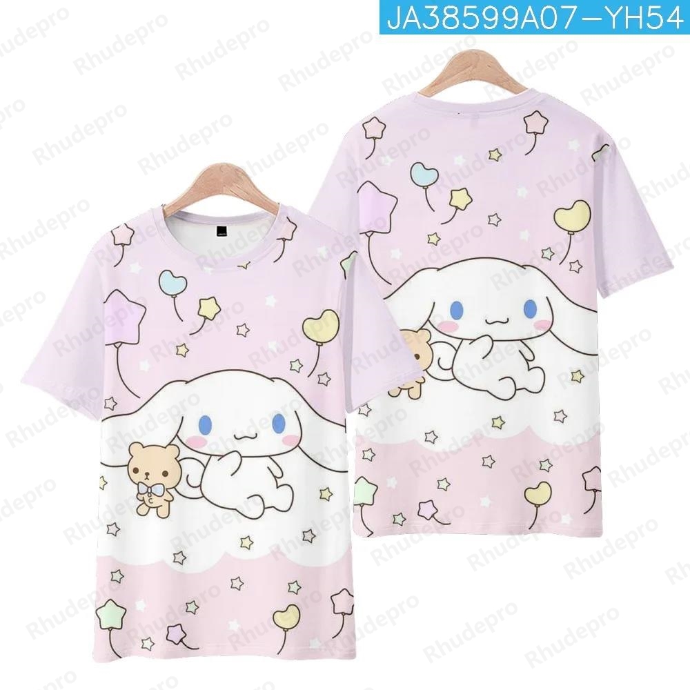 2024 New Children's Clothing Cinnamoroll Bigeared Dog Cinnamon Dog Sanrio Casual Loose Round