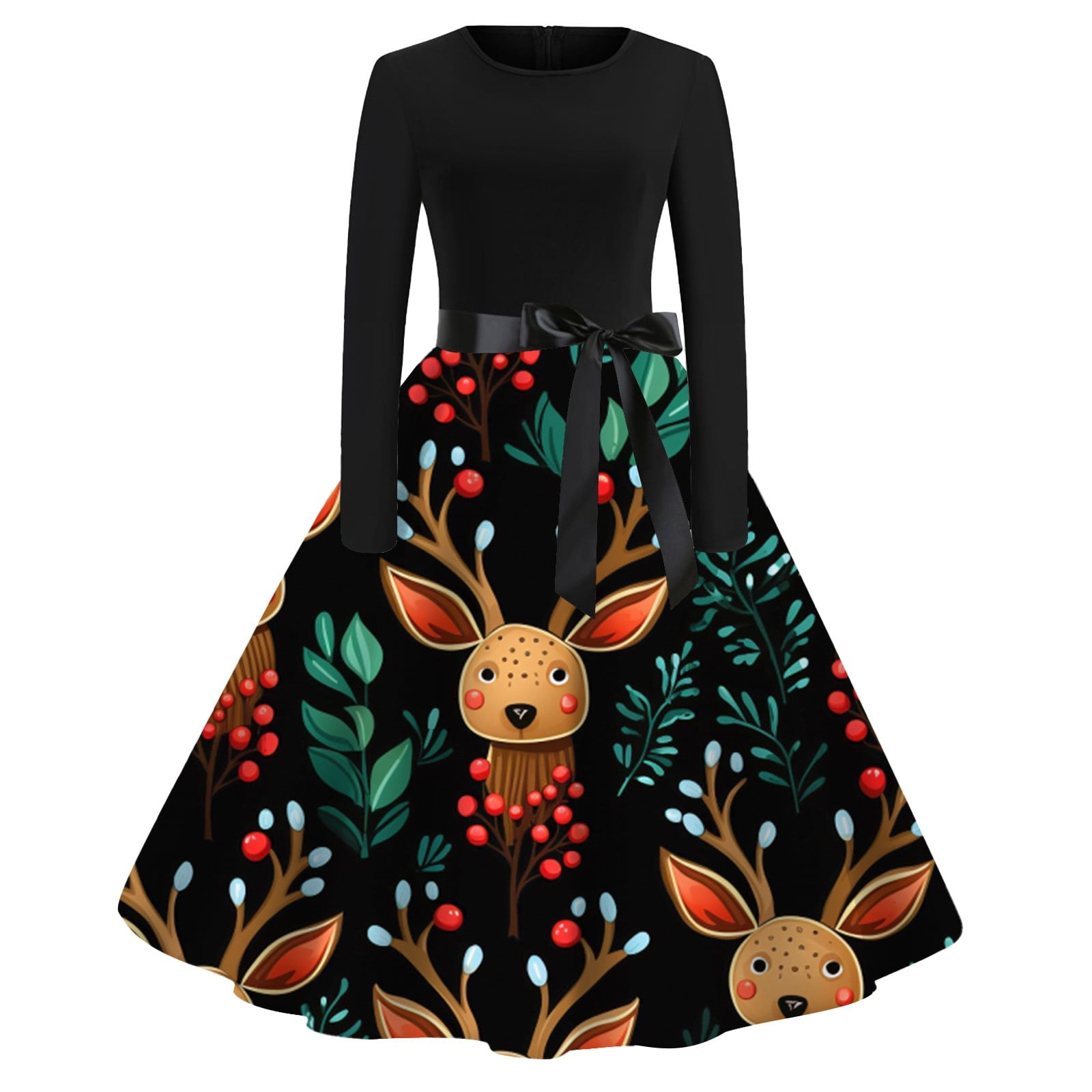 2024 New Christmas Women's Dress Long Womens Beach Dress Sleeve O Neck