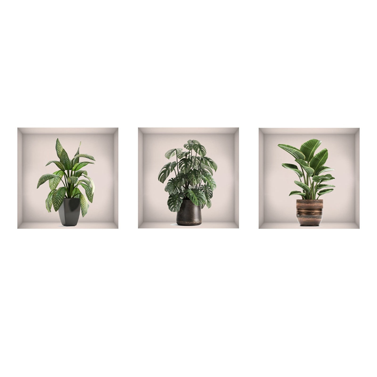 2024 New Clearance Creative Window Green Potted Flowers Triptych Wall