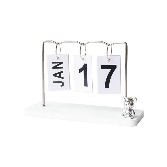 2024 New Clearance Modern Wooden Bear Page Flip Calendar Holder Natural Wood Desk Calendar And