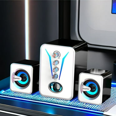 2024 New in Clearance, Stereo Sound for PC Desktop Wirless, Desktop Laptop Speaker High Sound Quality High Volume Heavy Subwoofer Wired Connection Bluetooth Speaker with Bright Light