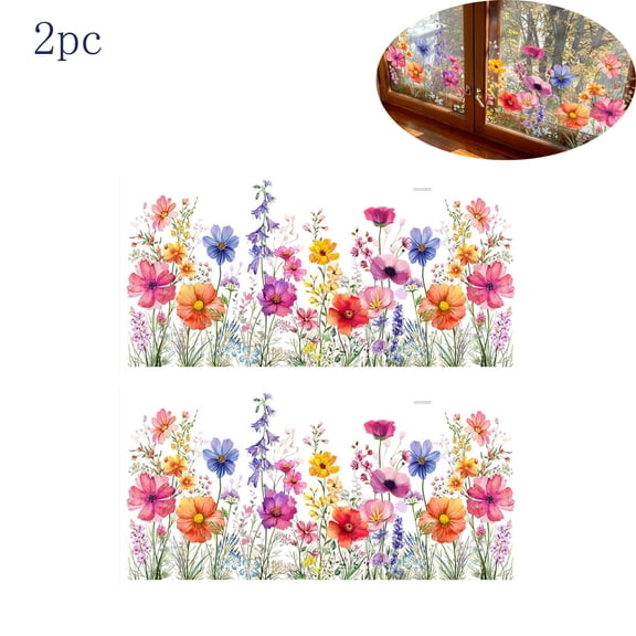 2024 New Colorful Flower Bouquet Window Stickers, Window Wall Stickers Flower Window Stickers Garden Wall Stickers, Static Window Stickers Double Sided Visible Glass Decorative Stickers