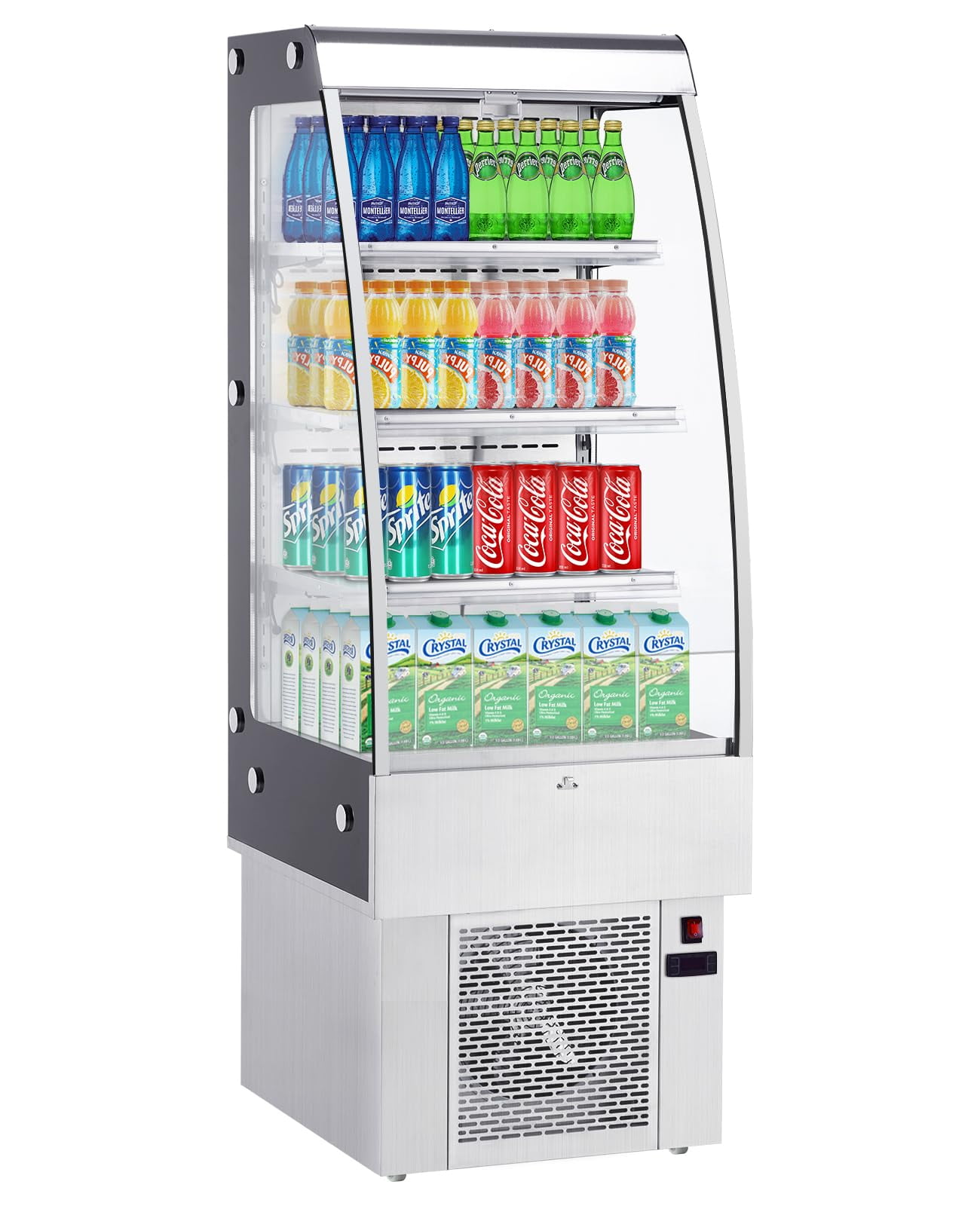 2024 New Commercial Display Refrigerator, 8.8 Cu. FT Double-Layered Glass Door, Upright Display Beverage Cooler, Merchandiser Refrigerator with Interior LED Lighting and Adjustable Shelves, 110V