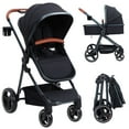 thumbnail image 1 of 2024 New Convertible Baby Stroller, 3 in 1 Reversible Bassinet Stroller for Newborn, Toddler, High Landscape Foldable Pram with Adjustable Backrest and Canopy, Windproof Foot Cover, 5-Point Harness, 1 of 8