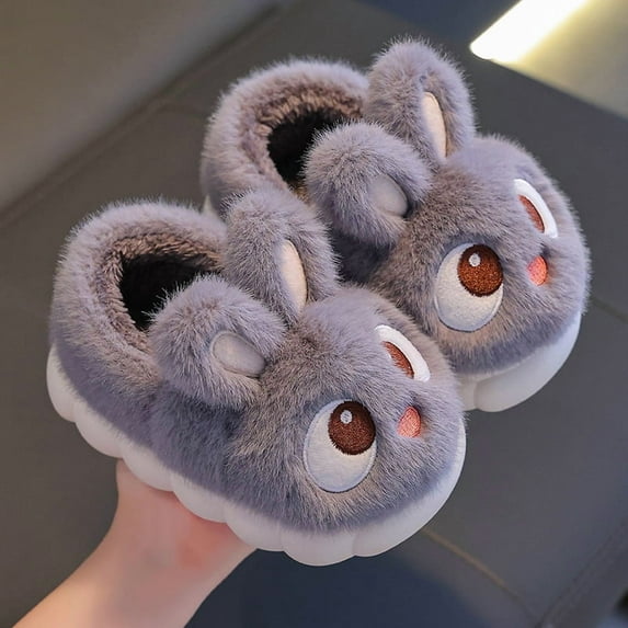 2024 New Cute Rabbit Children's Cartoon Winter Slippers Comfortable Warm House Shoes Boys Girls Indoor Home Fluffy Slippers (b4,24-25 Inner 15 CM)