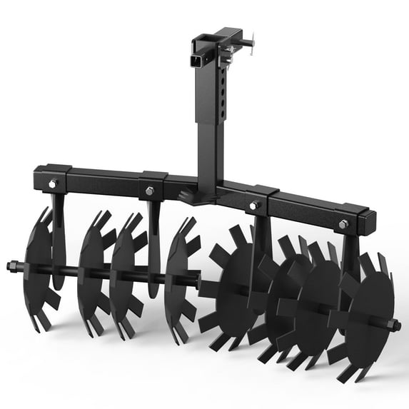 2024 New Disc Plow Harrow 32 Inch with Universal 2" Receiver Mount for ATV/UTV, Adjust Height Heavy Duty Width Cut Disc Plow Solid Steel Round Plow Harrow (Disc Plow Harrow/Receiver)