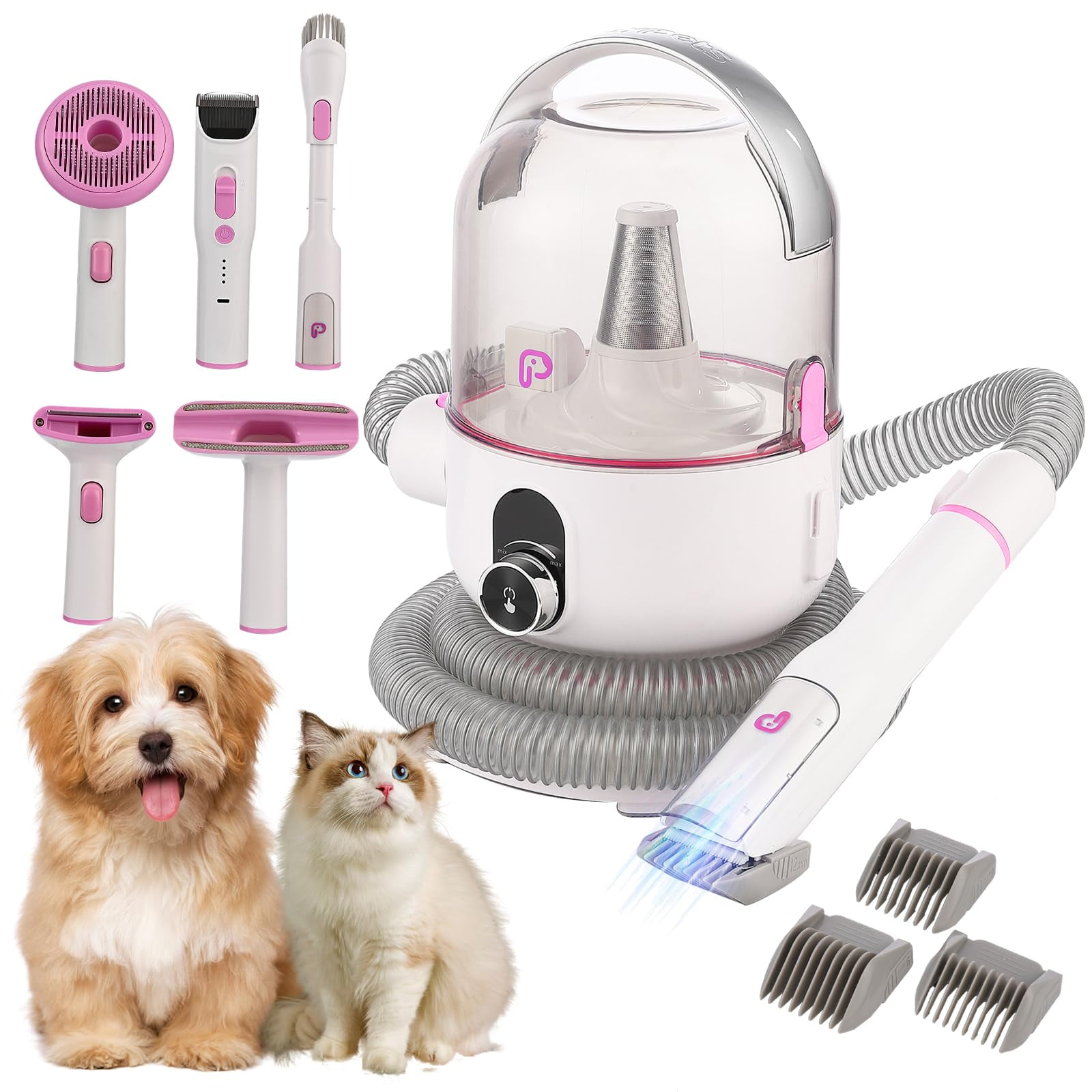 Picture of 2024 New Dog Hair Vacuum & Dog Grooming Kit, 5 in-1 Pet Grooming Vacuum ...