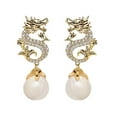 thumbnail image 1 of 2024 New Dragon Hanging Bead Earrings Multi-Color Pearls Sales Dangle Drop F0L4, 1 of 6