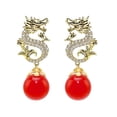 thumbnail image 1 of 2024 New Dragon Hanging Bead Earrings Multi-Color Pearls Sales Dangle Drop G0K1, 1 of 1