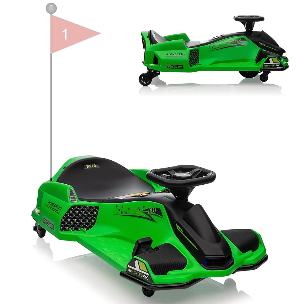 2024 New 24V Electric Drift Kart for Kids 8+, 7Ah Battery 180W Brushless Motor, with High/Low Speed Switch, for Riders up to 110 lbs
