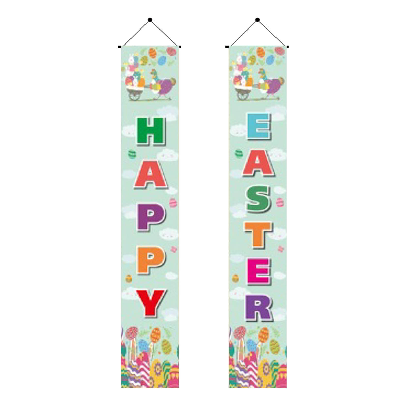 2024 New Easter Door Hanging Flag Cute Cartoon Eggs Animal Alphabet ...