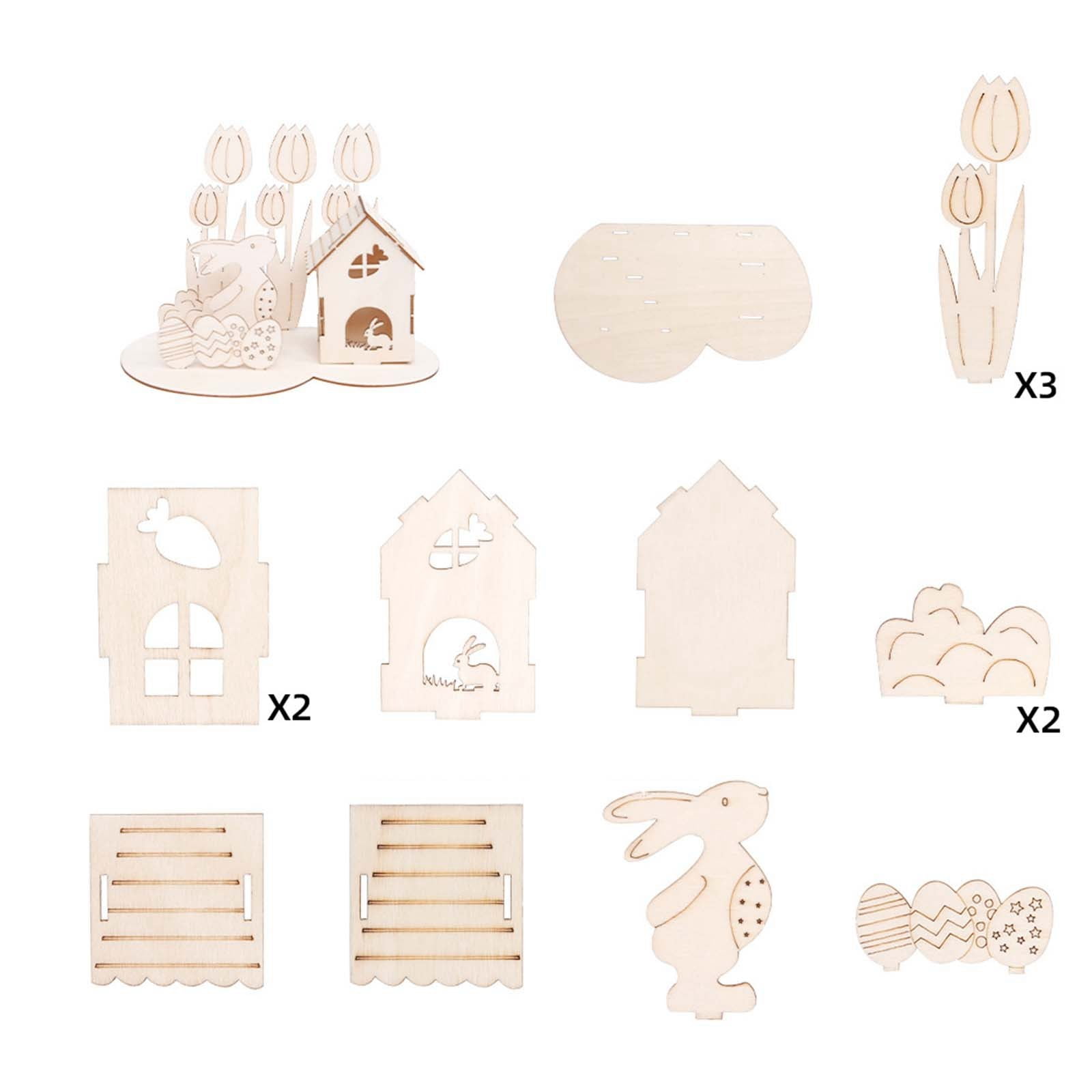 2024 New Easter Wooden Ornaments Children's DIY Painted Desktop