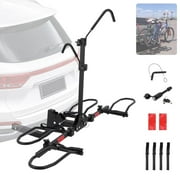 2025 New Electric Bike Rack Hitch, Foldable Quick Release Tilting 2 Ebike Rack Platform Carrier for up to 5.5" Fat Tires for Car,SUV,Trucks,RV,180 lbs Weight Capacity