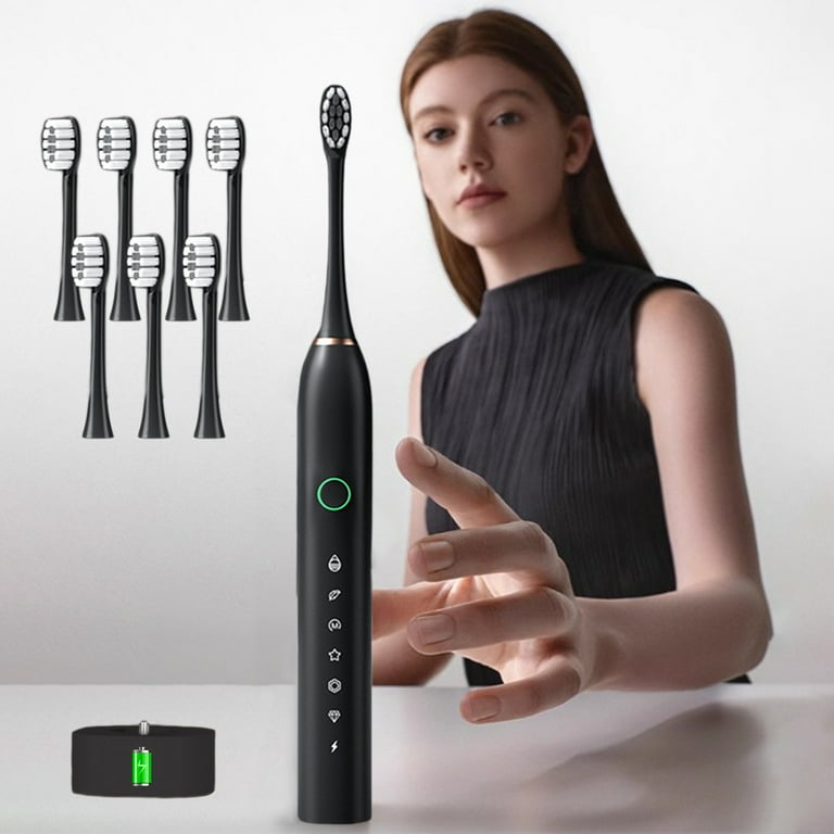 2024 New Electric Toothbrush with 8 Replaccement Brush Heads Smart 6 Speed Timer Electric Toothbrush Ipx7 with Magnetic Charging Base for Home Travel