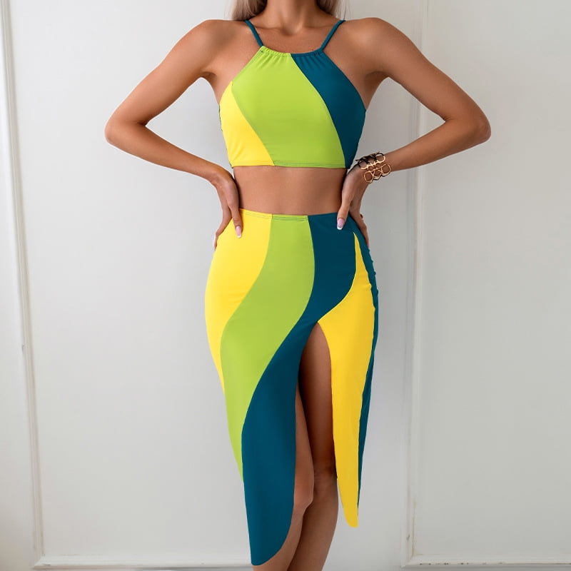 2024 New European and American Swimwear Women's ThreePiece Dress Nylon