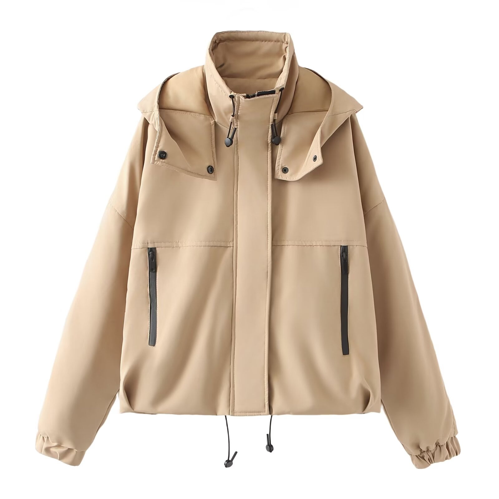 2024 New European and American versatile stand-up collar hooded jacket ...