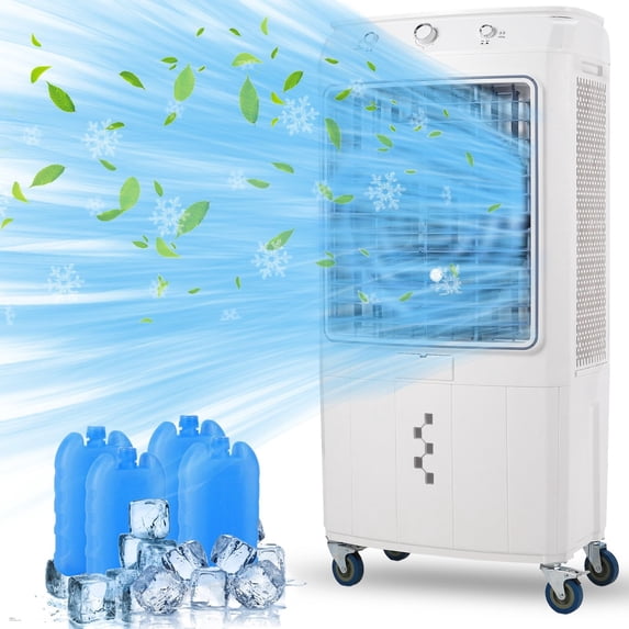 2024 New Evaporative Air Cooler, 1800CFM(4100CFM) Cooler with 8.4 Gallon Water Tank, 4 Ice Packs, Remote, 12H Timer, Portable Air Cooler Cooling Fan with 3 Speeds for Outdoor Indoor Use