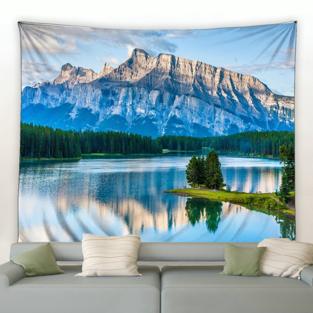 2024 New Fashion Blue Sky Mountain Lake Art Digital Printing Home