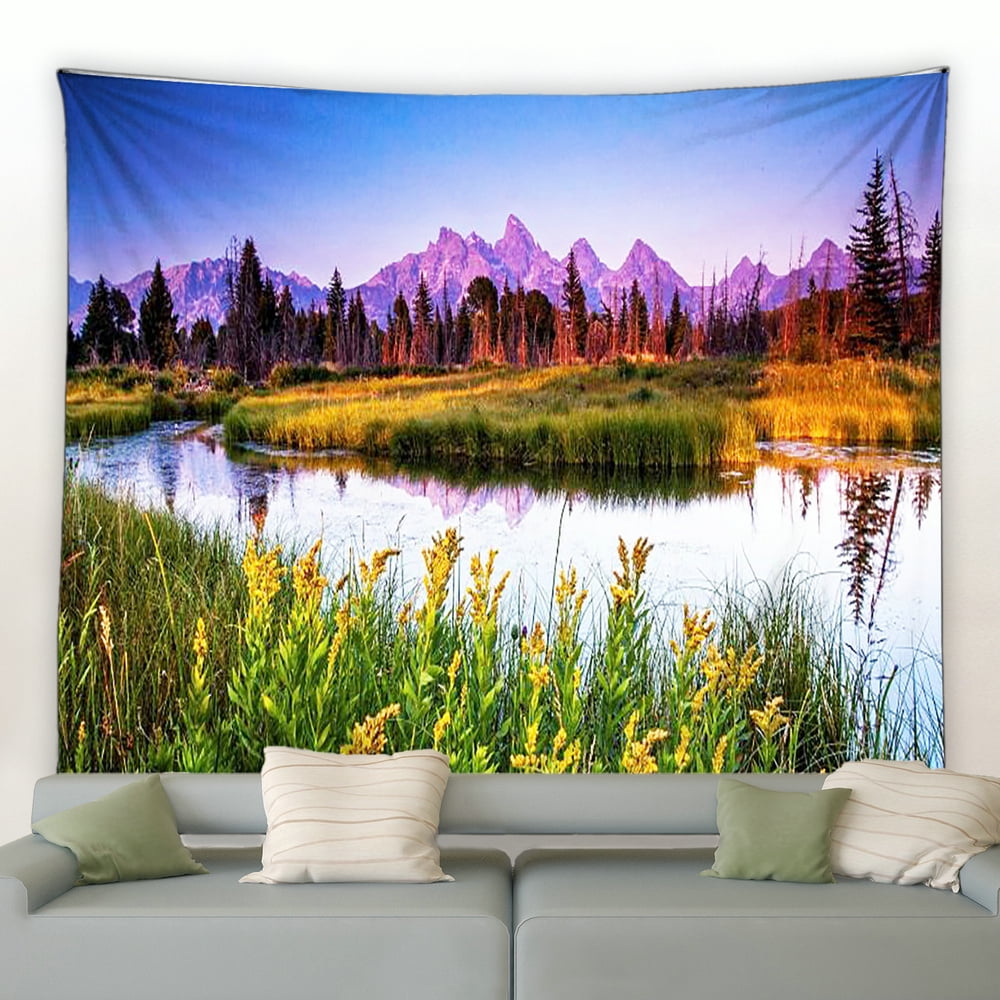 2024 New Fashion Blue Sky Mountain Lake Art Digital Printing Home