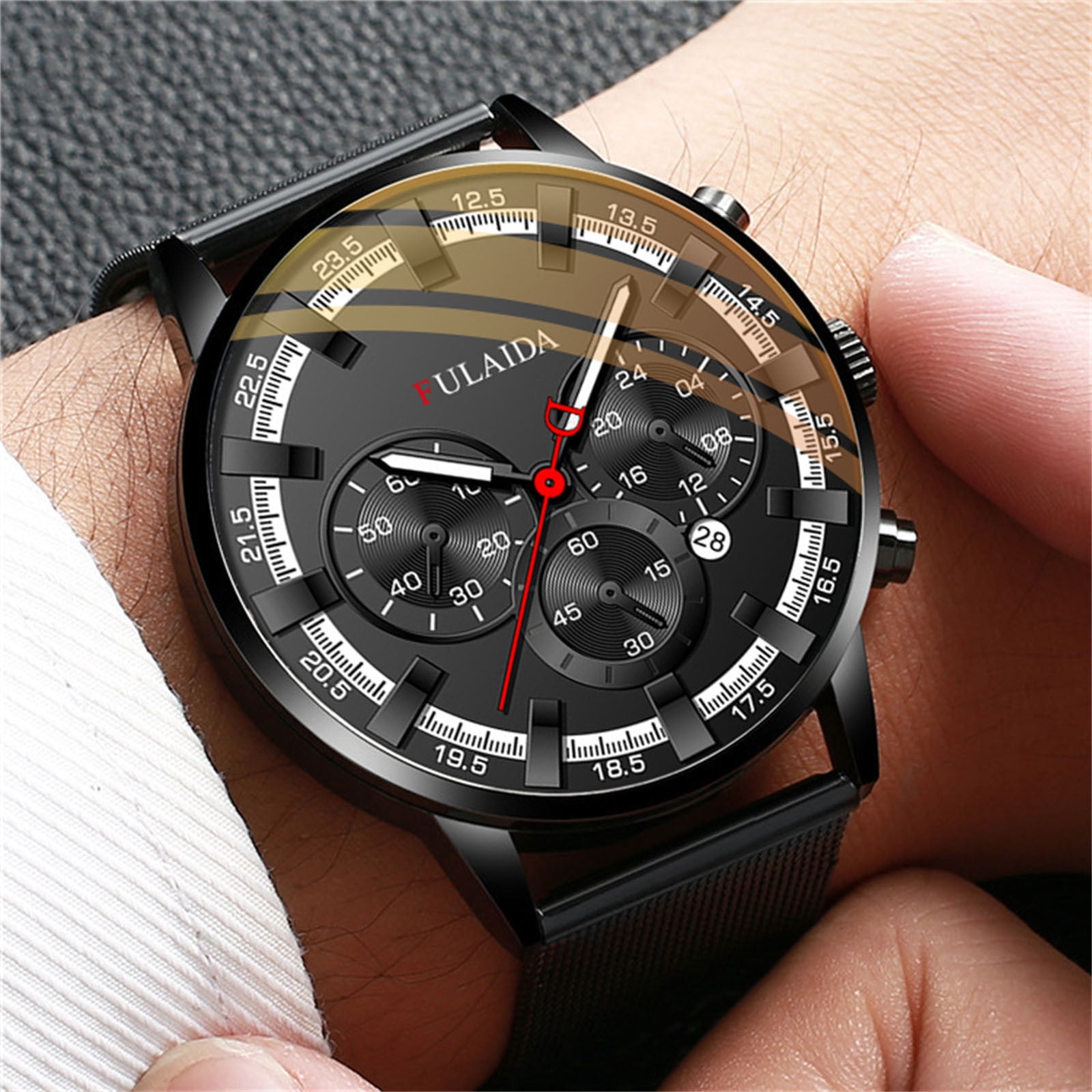 2024 New Fashion Sport Mens Stainless Steel Case Steel Band Quartz Analog Wrist Watch Walmart