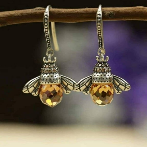 2024 New Fashion Zircon Bee Earrings Diamond Vintage Bee Earrings Stud Earrings (1)