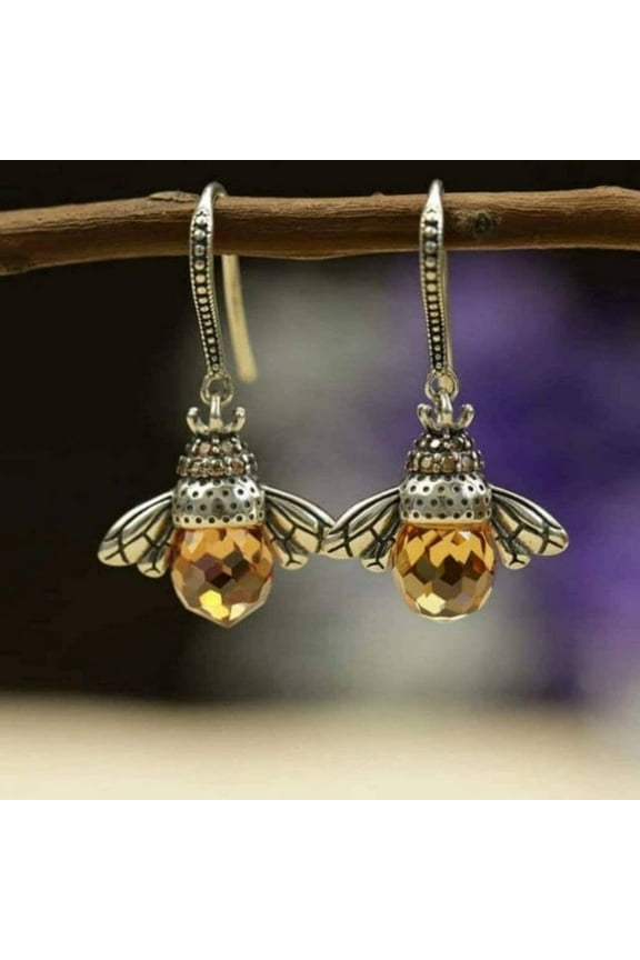 2024 New Fashion Zircon Bee Earrings Diamond Vintage Bee Earrings Stud Earrings (1)