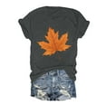 thumbnail image 1 of 2024 New Fashionable Thanksgiving Upward Yellow Maple Leaf Print Women's Round Neck Short Sleeve T Shirt Graphic T Shirts for Women T Shirts Tops for Women Women's Casual Shirts Short Sleeve Scrub, 1 of 2