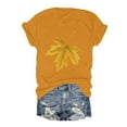 thumbnail image 1 of 2024 New Fashionable Thanksgiving Yellow Maple Leaf Print Women's Round Neck Short Sleeve T Shirt Women Solid Tee Raglan Short Sleeve Shirt Women Women Long Sleeve Tee Shirt Layering Shirt Women, 1 of 2