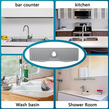 2024 New Faucet Mat for Kitchen Sink, Kitchen Sink Silicone Draining Mat Fast Drying Stone Sink Tray, Sink Protectors Sink Faucet Mat Guard for Kitchen Bathroom Sink