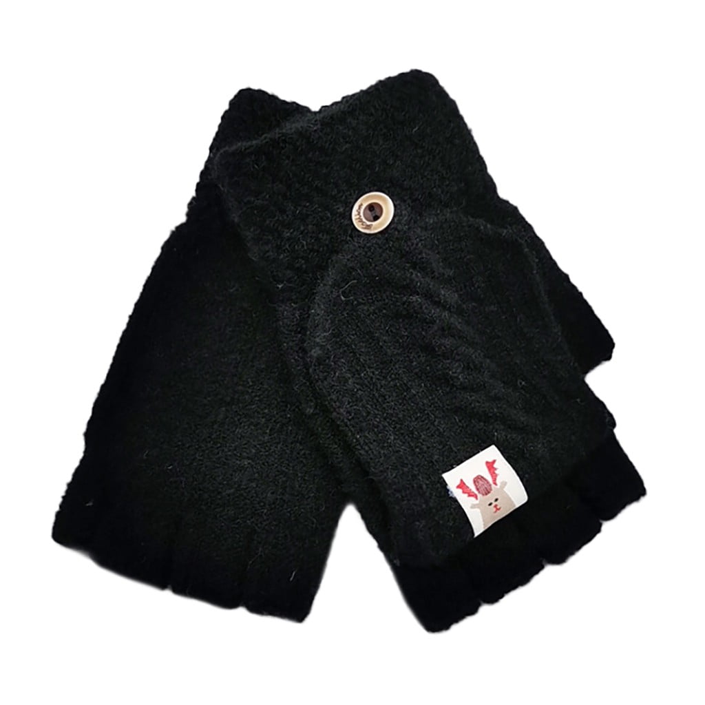 2024 New Flip Gloves Winter Top Hats Knitted Warm Children Kids Baby