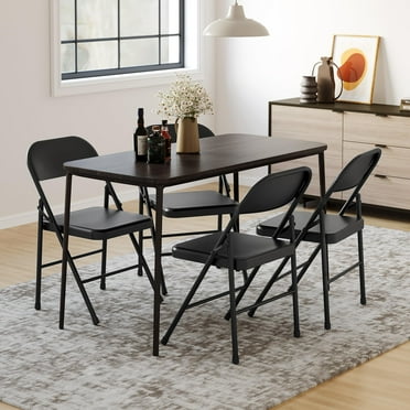 2024 New Folding Chairs Set of 4, Foldable Chairs with Metal Frame Hold Up to 350 Pounds, Portable Black Folding Chairs Suitable for Dining Room, Living Room, Office, Camping
