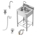 thumbnail image 1 of 2024 New Free Standing Stainless Steel Kitchen Sink, With 360°Rotating Faucet, Hot and Cold Water Pipes, Storage Rack, Utility Single Bowl Sink for Kitchen, Restaurants, Garages, Outdoor, 1 of 7