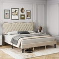 thumbnail image 1 of 2024 New Full/Queen Size Bed Frame, Button Tufted Upholstered Platform Bed Frame with Adjustable Headboard, Wood Slat Support, Non-Slip and Noise-Free, No Box Spring Needed, Easy Assembly, 1 of 7