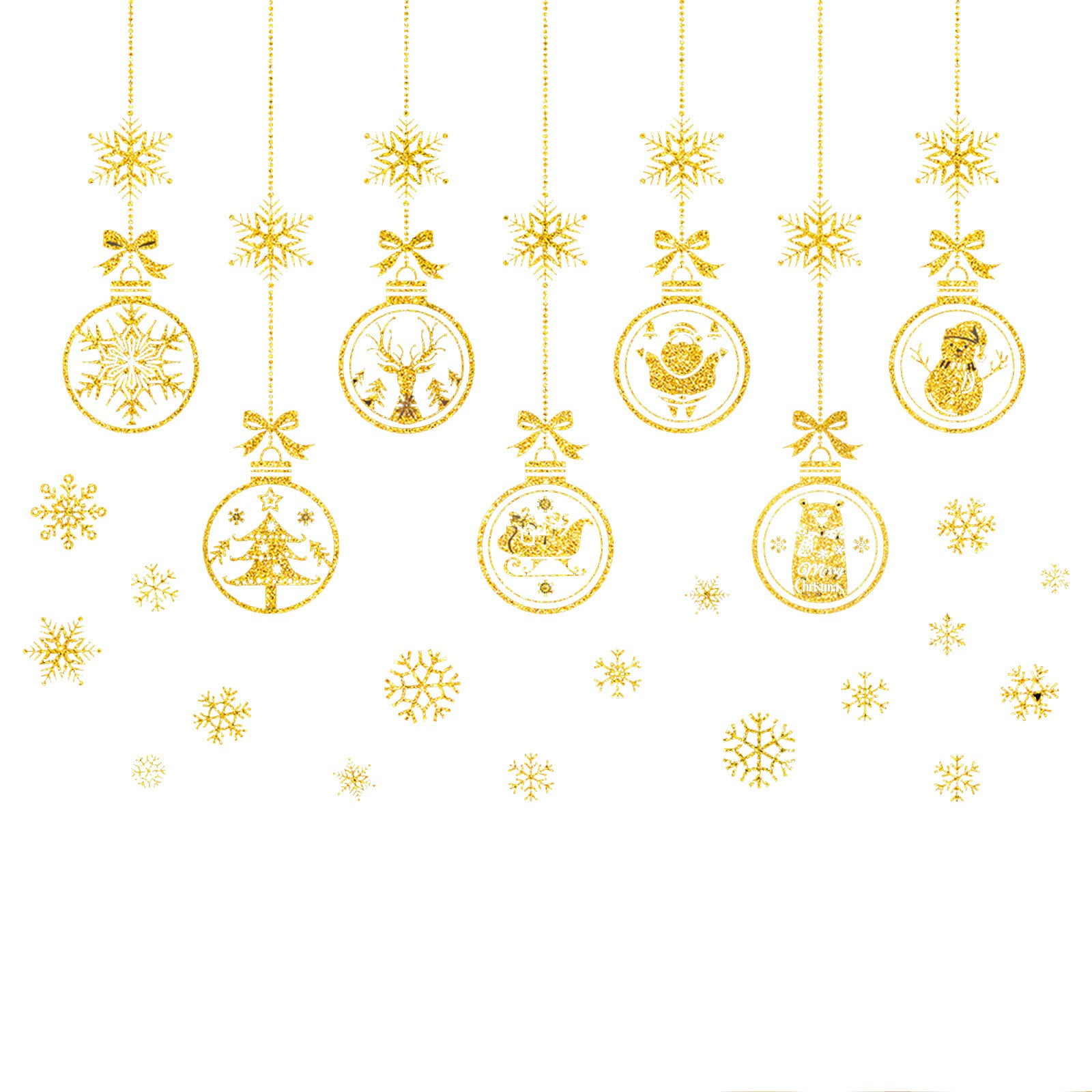 2024 New Gold Christmas Window Stickers Gold Powder Removable Glue