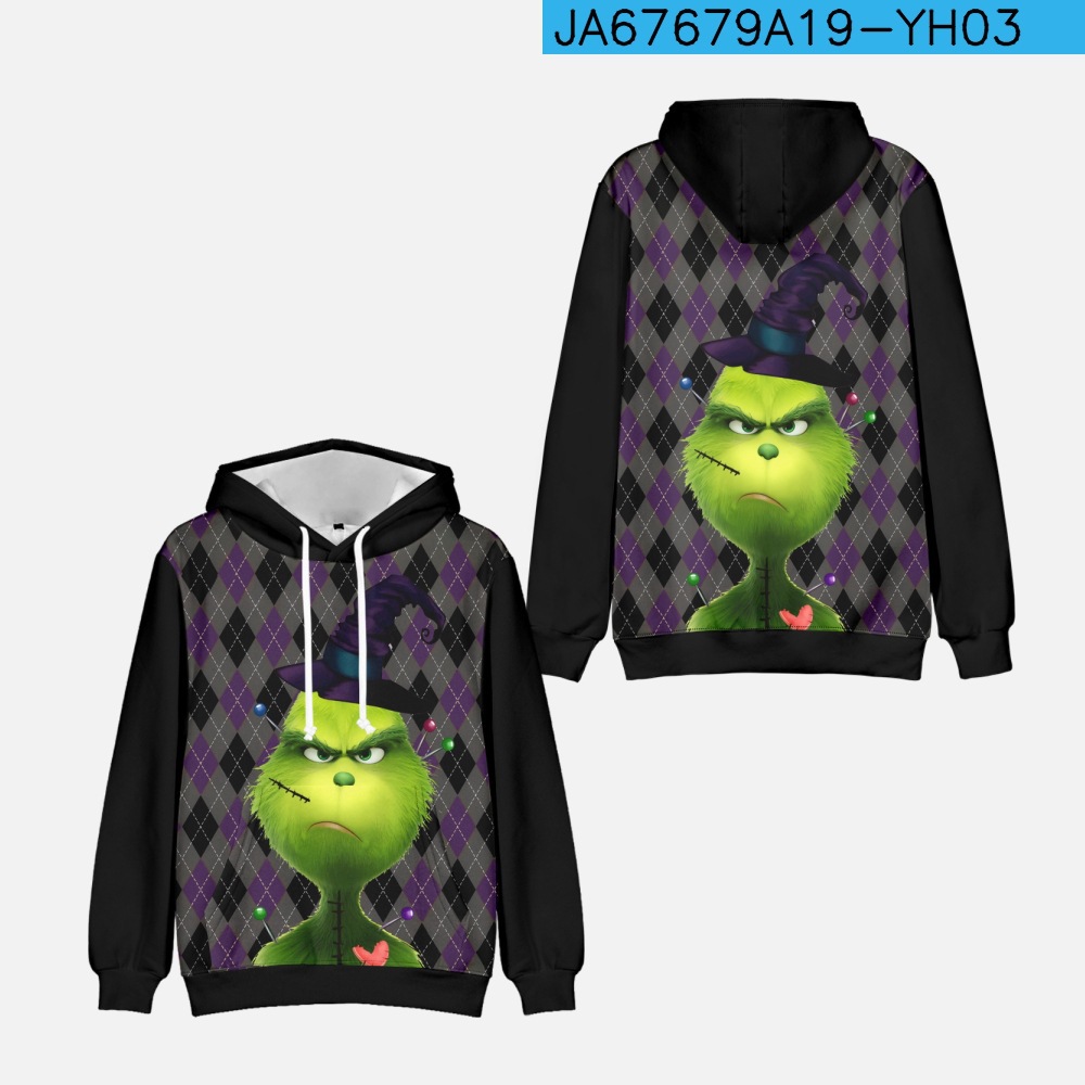 2024 New Green Furley Grinch hoodie around men's and women's street 3D