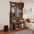 thumbnail image 1 of 2024 New Hall Tree with Bench and Shoe Storage, Entryway Bench with Coat Rack, Mudroom Bench with 8 Open Compartments, Side Hooks & Top Shelf for Hallway, Living Room, 1 of 7