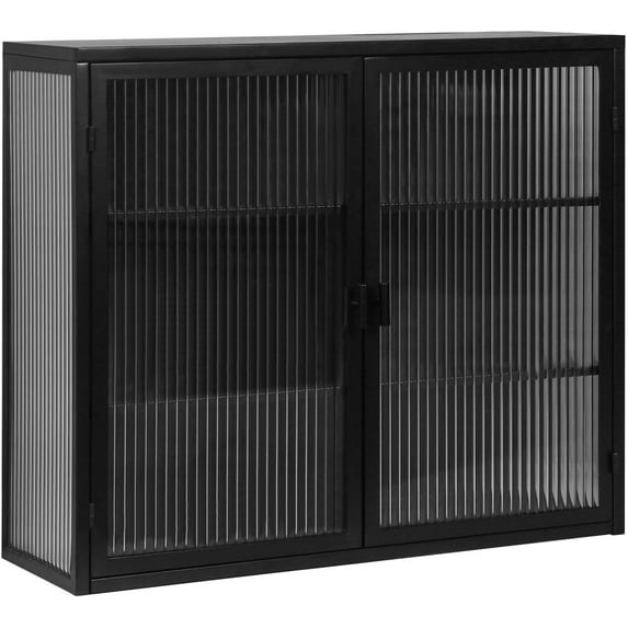 2025 New Hanging Wall Mounted Storage Cabinet, with 2 Doors Detachable Shelves Storage Organizer, for Office, Dining Room, Living Room, Kitchen Bathroom