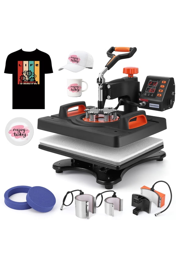 2024 New Heat Press Machine, 6 in 1 Combo 12x15 Inch 360Swing Away Digital T Shirt Pressing Machine, 800W Heat Printing Machine for T-Shirt Mug Hats Plate Cap Mouse Pad