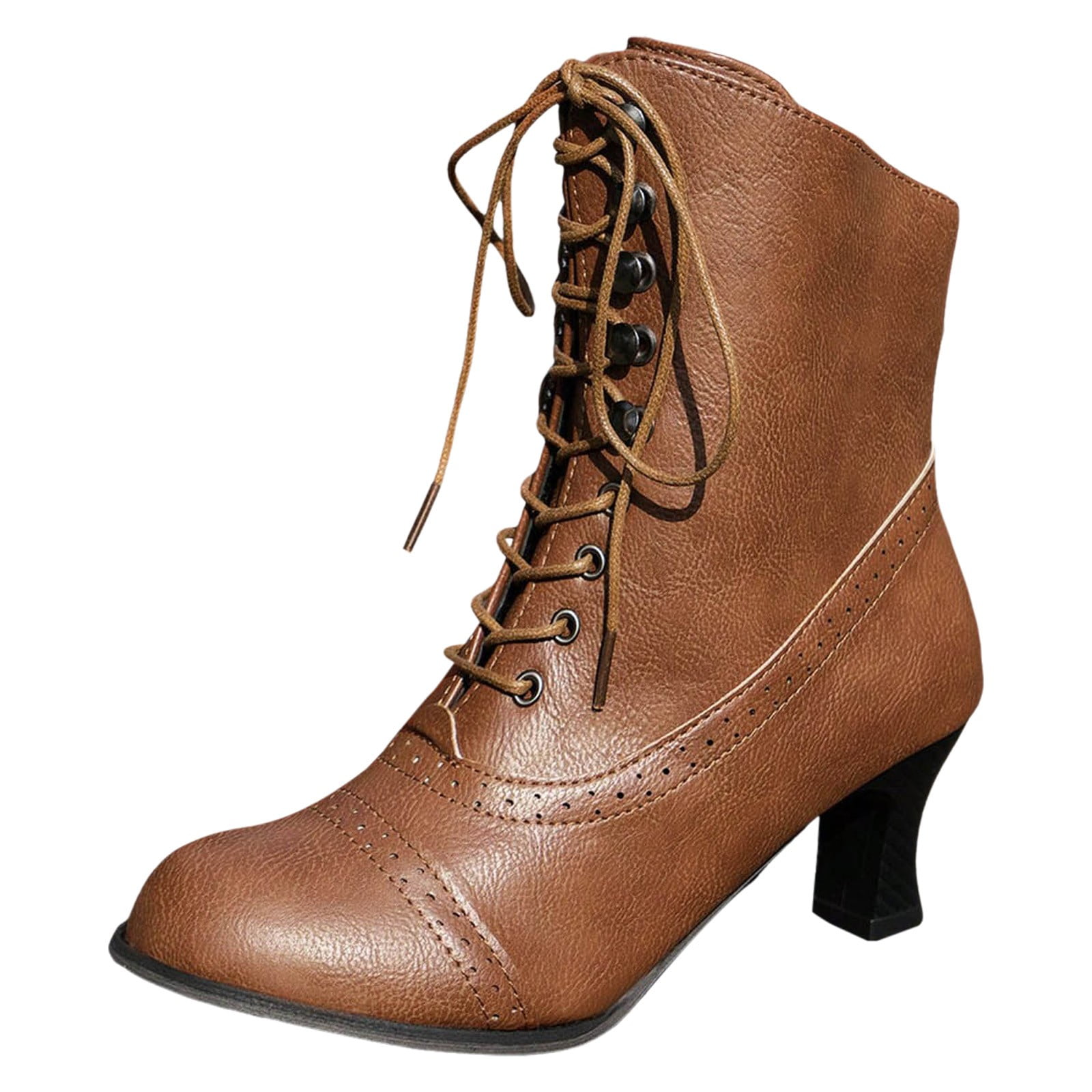 2024 New High Heel Large Size Snow Boots for Women Women s British Style Boots Womens Sneaker Boots Thick Heel Short Boots Cute Boots Chunky Heel for Women Mid Calf Motorcycle Boots Women s
