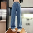 thumbnail image 1 of 2024 New High Quality Girls Jeans Vintage Denim Wide Leg Pants Kids Clothing Children Casual Solid Trousers For Teenager Clothes, 1 of 6