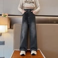 thumbnail image 1 of 2024 New High Quality Girls Jeans Vintage Denim Wide Leg Pants Kids Clothing Children Casual Solid Trousers For Teenager Clothes, 1 of 7