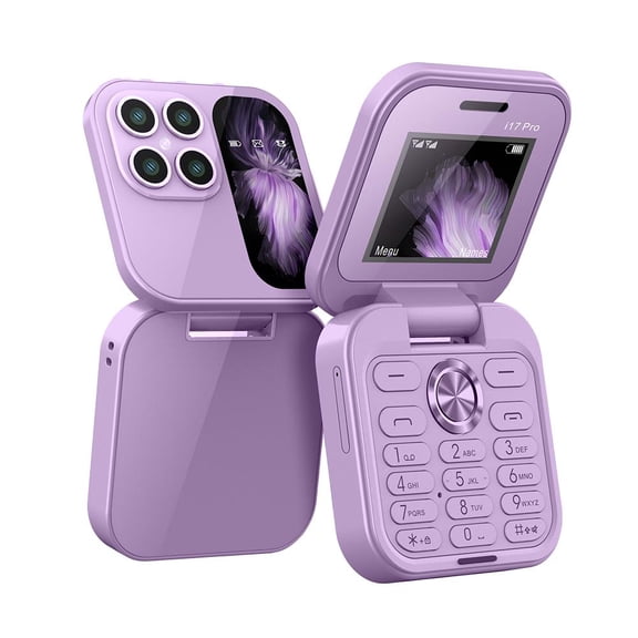2024 New I17pro Mini Flip Phone Keypad Non-smartphone Elderly Phone 2G Network Foldable Multilingual Dial Phone Speed Radio t big flip phone,foldable New seniors tmobile phone,small father'