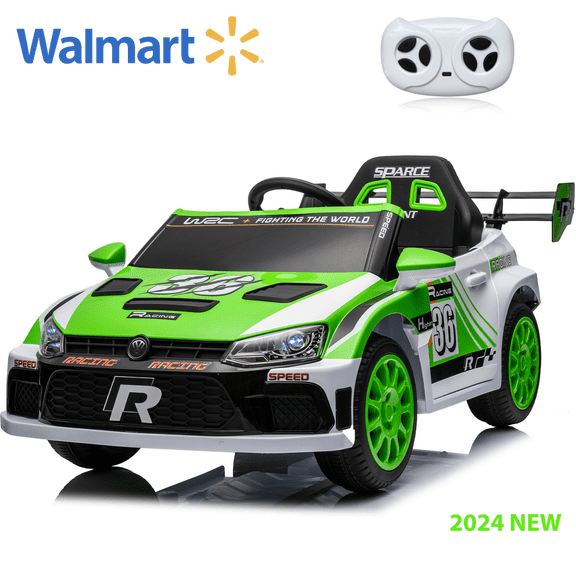 12v Race Car for Kids, Kids Electric Car Ride On Car with Remote Control, Battery Powered Kids' Electric Vehicles with Spring Suspension, Mp3 Player for Boys and Girls