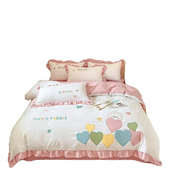 2024 New Korean Version Embroidery Thickened Brushed Cotton Four-Piece Set Three-Piece Set Comforter Sets Bedding Luxury